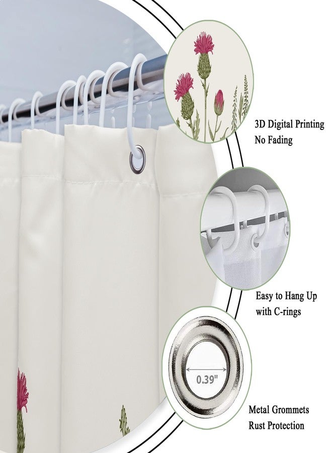 ريديكور ستارة حمام صغيرة نصفية من قماش البوليستر المقاوم للماء، بتصميم زهور برية من رييديكور، مقاس 36 بوصة عرض × 72 بوصة ارتفاع، بنمط ريفي مستوحى من الزهور والنباتات والأعشاب، مع 7 خطافات بلاستيكية. - Image 5